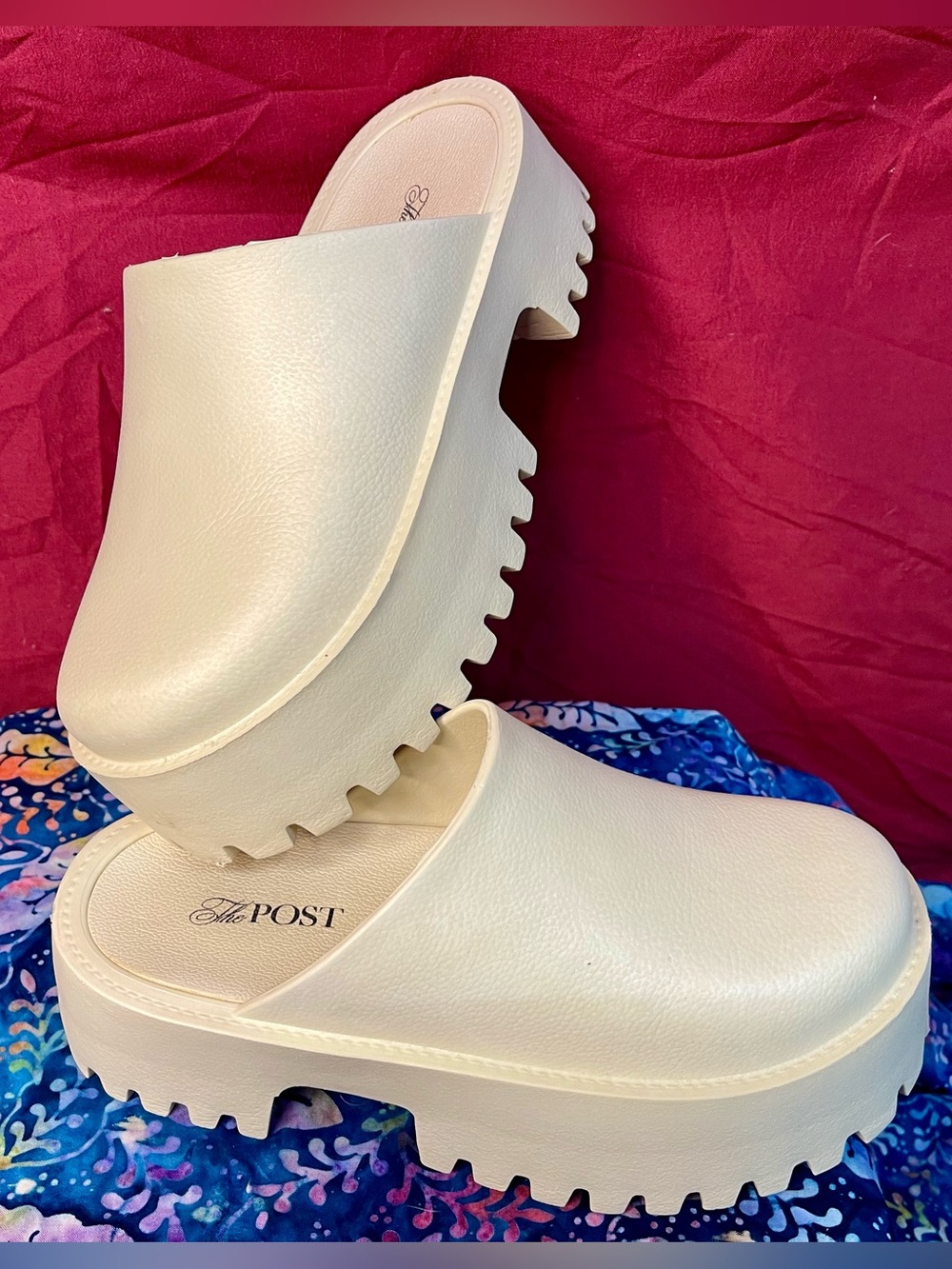 The Post Piper Women’s Bone Ivory Platform Clog Slide Sandals Size 8